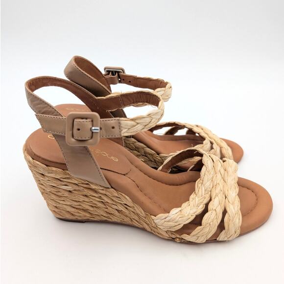 Andre Assous Milena Wedge Sandal Open Toe Women's Natural Size US6.5 EU37 - Picture 3 of 12
